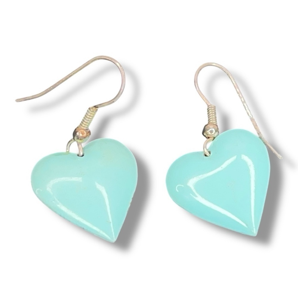 Vintage Mint Blue/Green Heart Earrings Dangle Style Kawaii Pastel Goth Retro